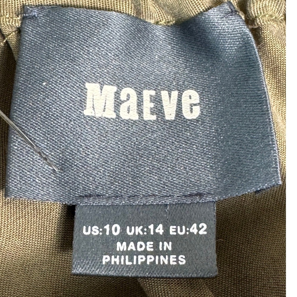 Maeve Anthropologie Verano Olive‎ One Shoulder Jumpsuit Cropped Women's Size 10 - Picture 6 of 9